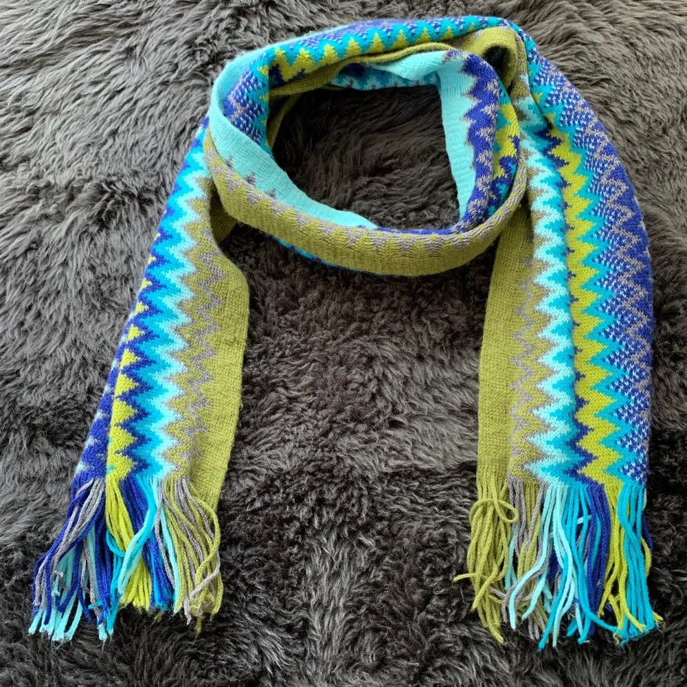 (2 for $6) green / blue chevron scarf